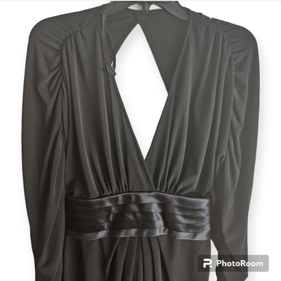 Sue Wong Long Sleeves Open Back Black Mini Cocoktail Dress - Picture 7 of 15